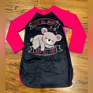 Wonder Nation Pink and Black Koala Nightgown Sz XS, S, M